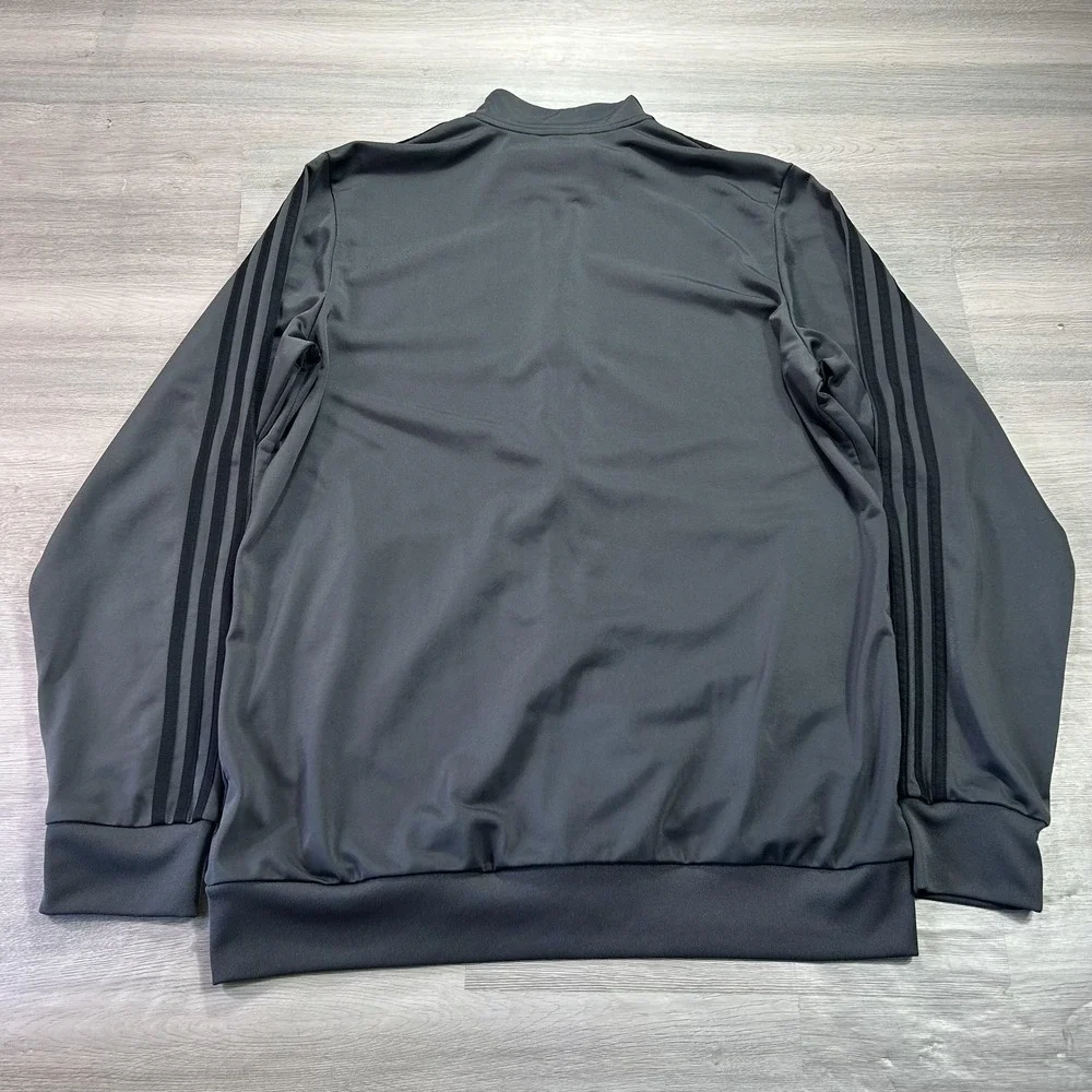 Adidas Track‎ Jacket Mens LT Gray Full Zip 3-Stripes Athletic Training H46103